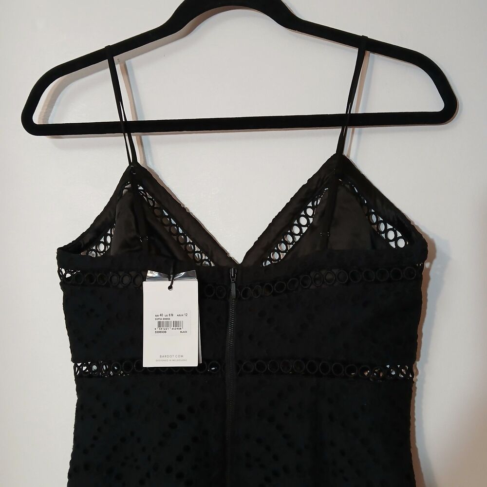 Bardot Sofia Womens Size 8/M Black Eyelet Lace Embroidered Cocktail Party Dress - Picture 8 of 14